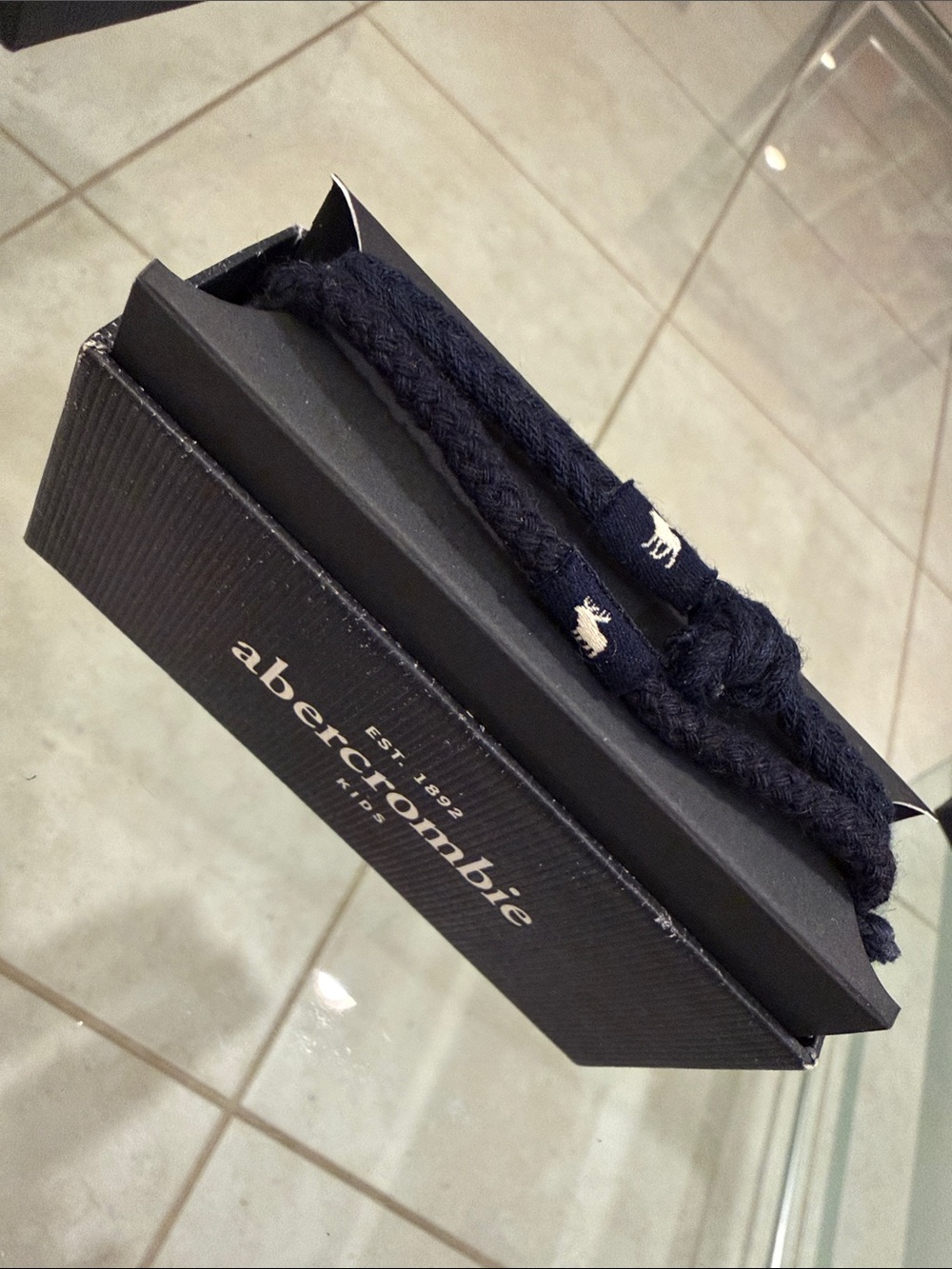 Abercrombie Dark Navy Braided Rope Bracelet with Logo